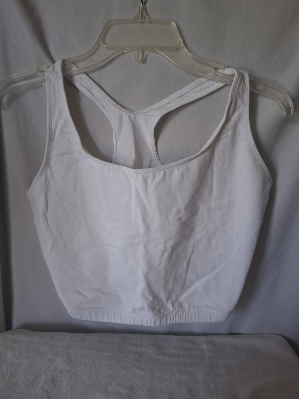 Leading Lady White Racerback Cotton Blend Sports Bralette